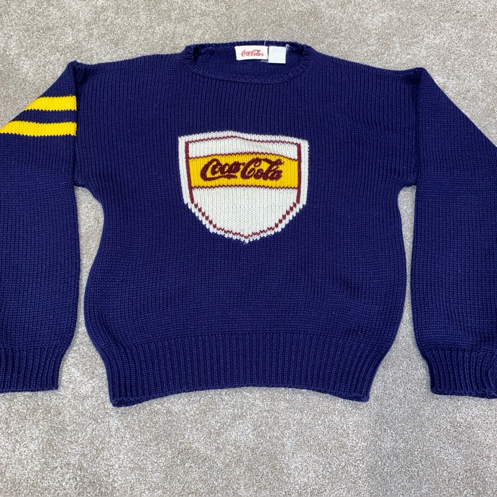 Vintage Coca - Cola Blue Sweater Unique Rare‎